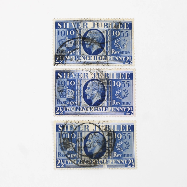 Lot Of 3 Great Britain King George V Silver Jubilee 2 1/2p Stamps 1935 Used
