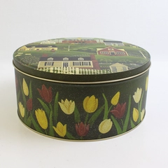 Karen Cruden Heritage Folk Art Round Cookie Tin 7.5"