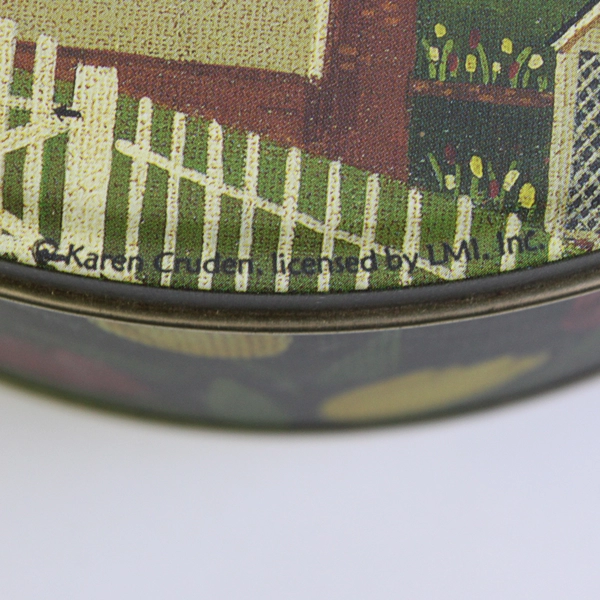 Karen Cruden Heritage Folk Art Round Cookie Tin 7.5"