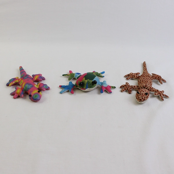 Lot of 3 Unbranded Sand Filled Lizard and Frog Toys 1990's