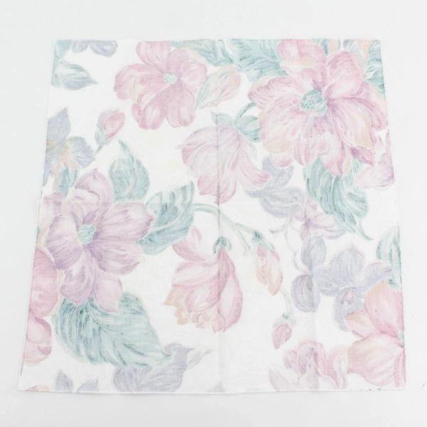 Lot Of 4 Unbranded Matching Fabric Tulip Floral Patterned Napkins 16.5" x 17"