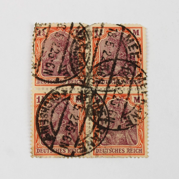 Block Of 4 Germany Deutsches Reich Germania 1 1/4 Mark Stamps Used 1922
