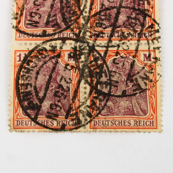 Block Of 4 Germany Deutsches Reich Germania 1 1/4 Mark Stamps Used 1922