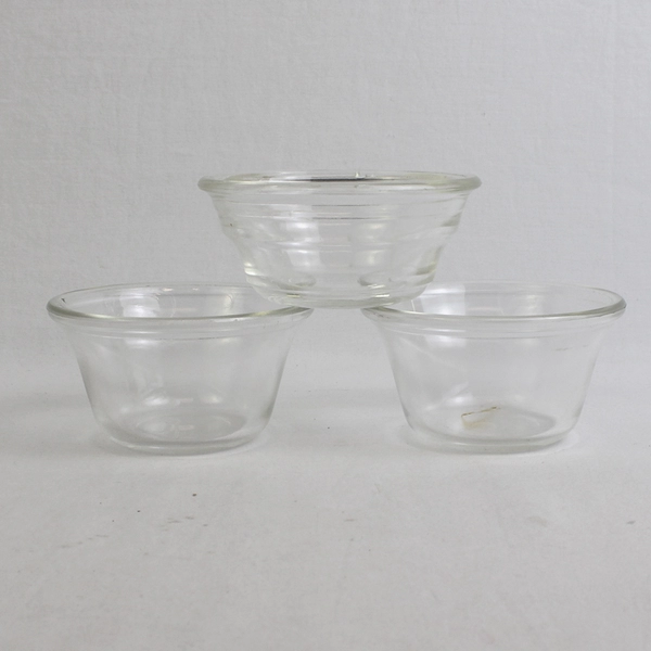 Lot Of 3 6 Oz Clear Glass Custard Cup (2 Pyrex And 1 Glasbake)