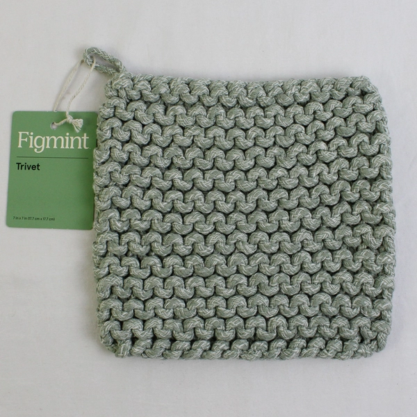 Lot Of 2 Target Figmint Green & Red 7" Square Woven Fabric Trivet/Pot Holder