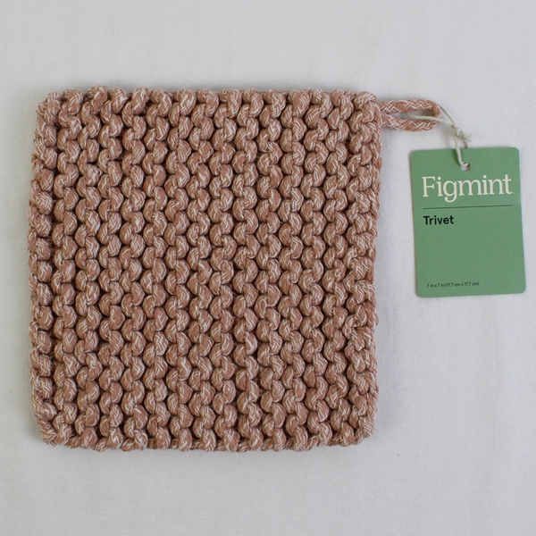 Lot Of 2 Target Figmint Green & Red 7" Square Woven Fabric Trivet/Pot Holder