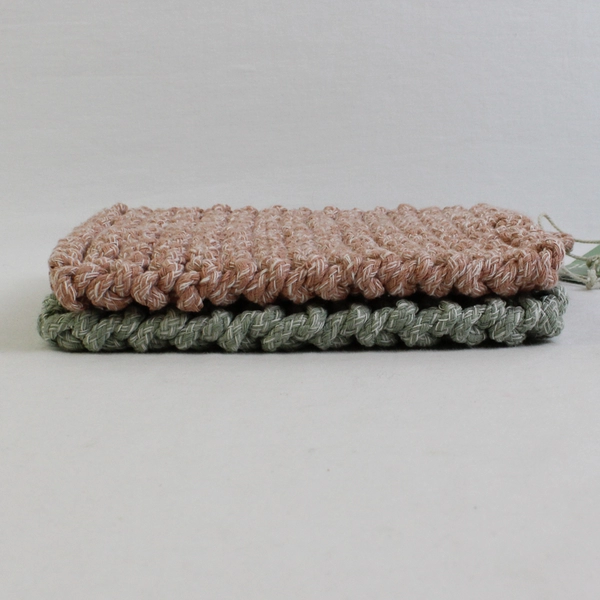 Lot Of 2 Target Figmint Green & Red 7" Square Woven Fabric Trivet/Pot Holder