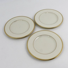  Set of 3 Lenox Mansfield China Ivory Bread Plates With Gold Trim 6 1/4”