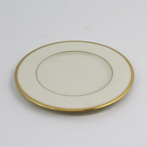  Set of 3 Lenox Mansfield China Ivory Bread Plates With Gold Trim 6 1/4”