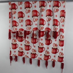 Unbranded Red/White Hot Coco Pattern Fleece Throw Blanket 51" x 75"