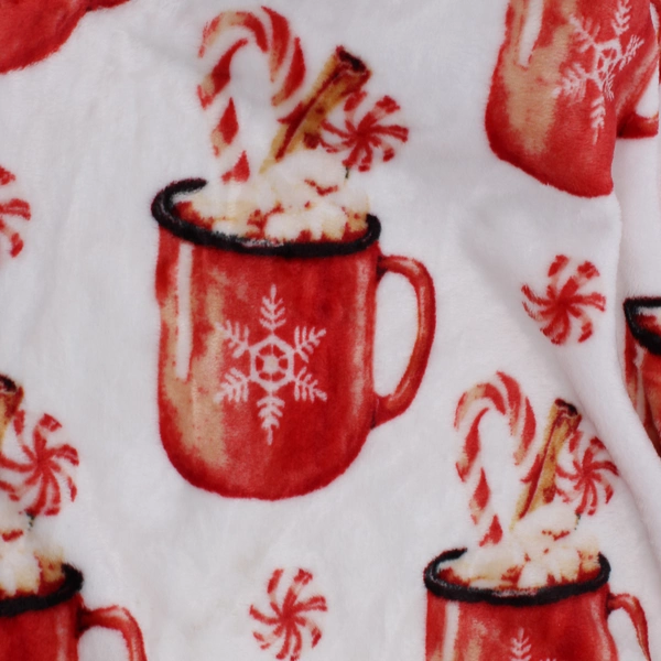 Unbranded Red/White Hot Coco Pattern Fleece Throw Blanket 51" x 75"