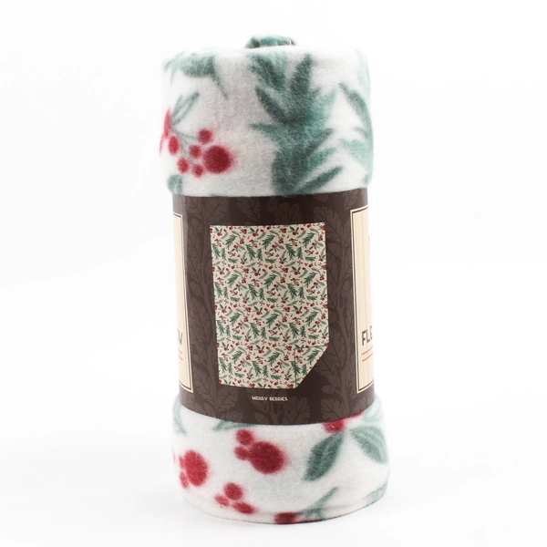 Pine Creek Fleece Throw Blanket Merry Berries Design 46" x 63"