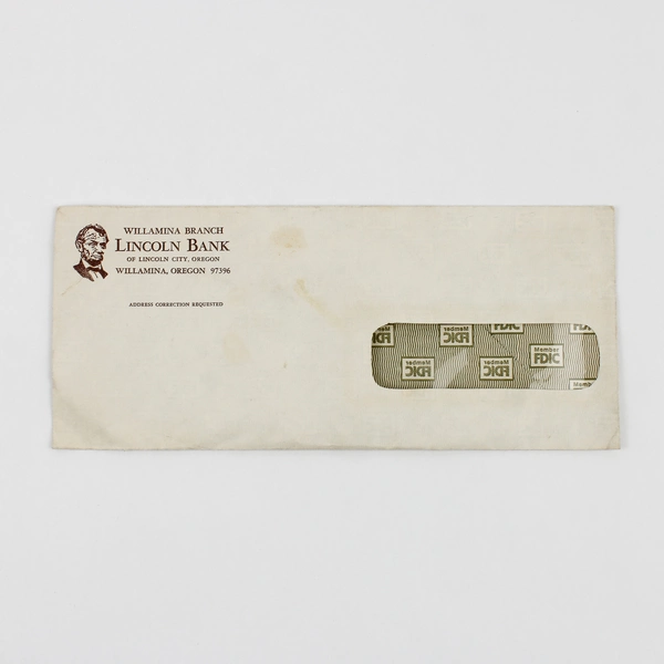 Lincoln Bank Branch Willamina Oregon Window Envelope Yamhill County