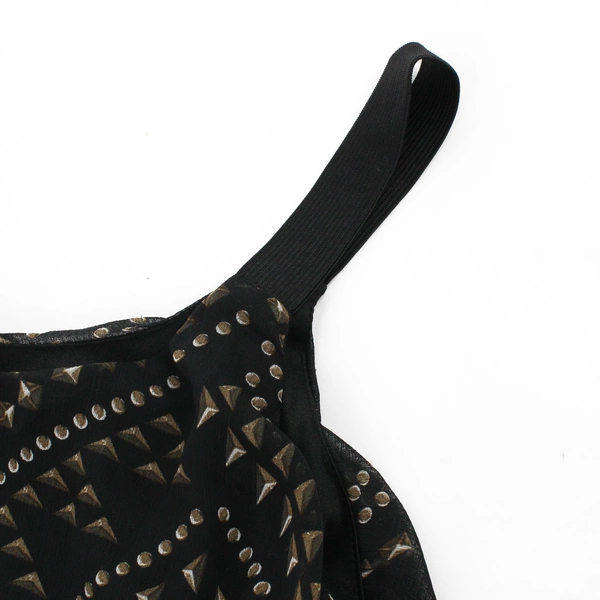 Xhileration Stud Pattern Knee-Length Black Blouson Dress Women's XL