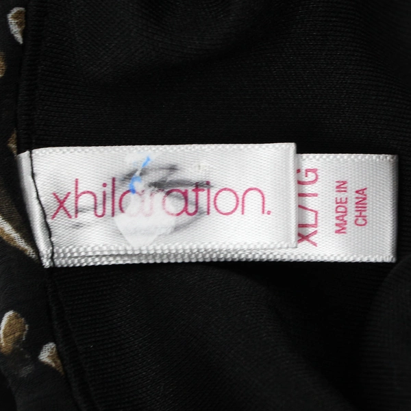 Xhileration Stud Pattern Knee-Length Black Blouson Dress Women's XL