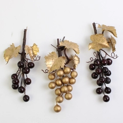 Lot of 3 Small Bunches of Grapes Red and Gold Decor Crafting