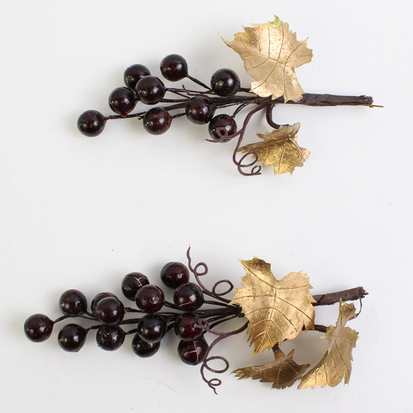 Lot of 3 Small Bunches of Grapes Red and Gold Decor Crafting