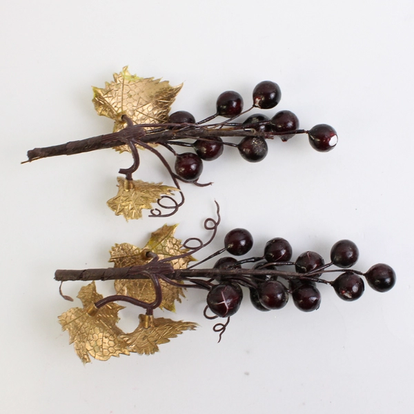 Lot of 3 Small Bunches of Grapes Red and Gold Decor Crafting