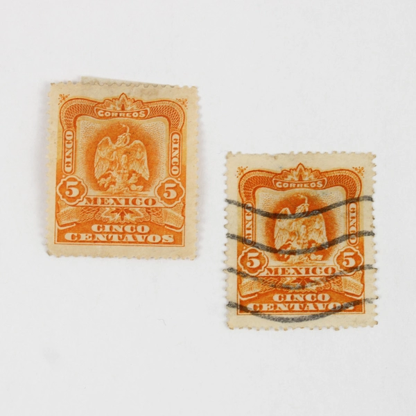 Lot Of 5 Mexico Coat Of Arms 1/5/2c Stamps Used Canceled 1900s