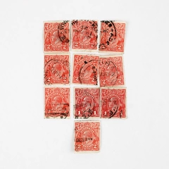 Lot Of 10 Australia King George V 1p 2p Stamps Used