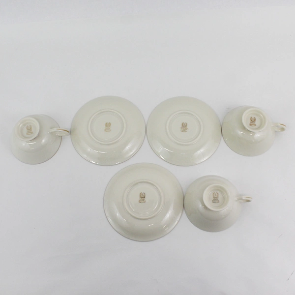 Lot Of 6 Lenox Mansfield Pattern 3 Tea Cups & 3 Saucers China Cream & Gold Trim