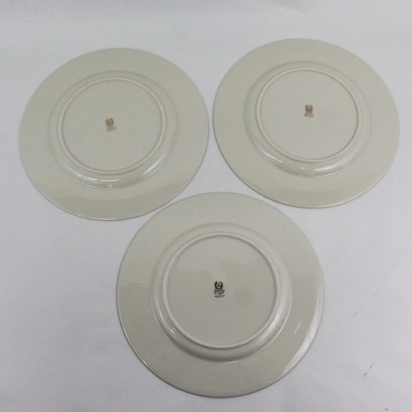 Lot Of 3 Lenox Mansfield Pattern Dinner Plates 10.75" China Cream & Gold Trim