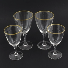 Lot Of 4 Lenox Mansfield Pattern Stemmed Glasses W/ Gold Trim 7.25" & 6" Tall