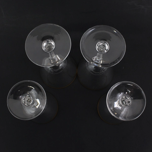 Lot Of 4 Lenox Mansfield Pattern Stemmed Glasses W/ Gold Trim 7.25" & 6" Tall