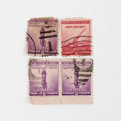 Lot Of 4 United States 1940 National Defense Torch Army Navy 2c 3c Stamps Used