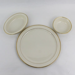 Lot Of 3 Lenox Mansfield Pattern Plate, Salad Bowl, Oval Bowl China Gold Trim