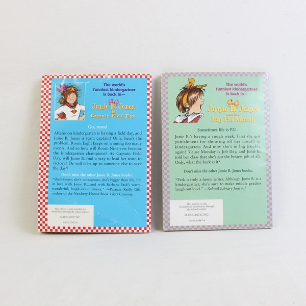 Lot of 2 Junie B Jones Books Big Fat Mouth & Captain Field Day Barbara Park PB