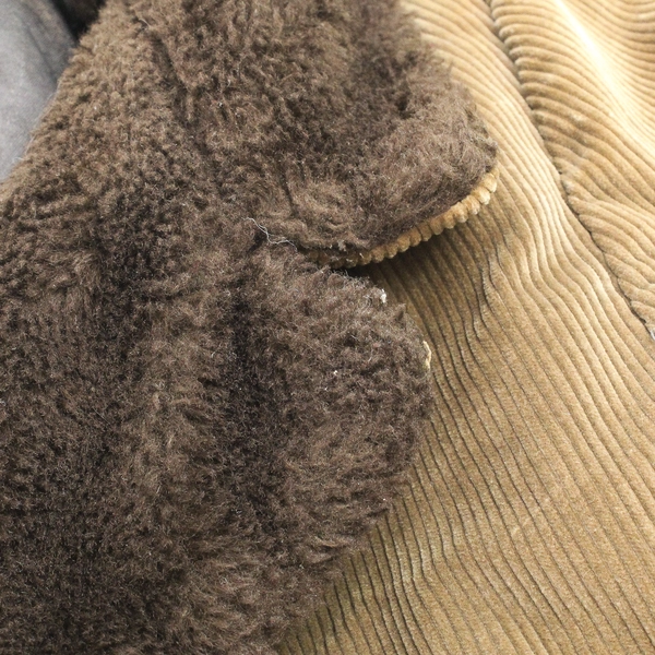 Vintage Borg Sherpa-Lined Brown Corduroy Jacket Men's Size 44 FLAWED