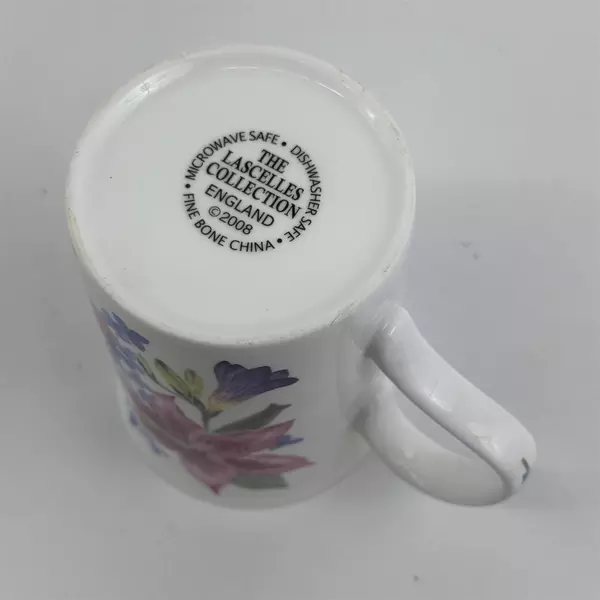 The Lascelles Collection 2008 Pink/Purple Floral Pattern Ceramic Mug 4.25" Tall