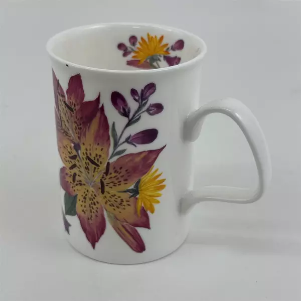 The Lascelles Collection 2008 Yellow & Purple Floral Pattern Ceramic Mug 4.25"
