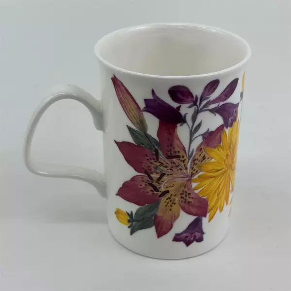 The Lascelles Collection 2008 Yellow & Purple Floral Pattern Ceramic Mug 4.25"
