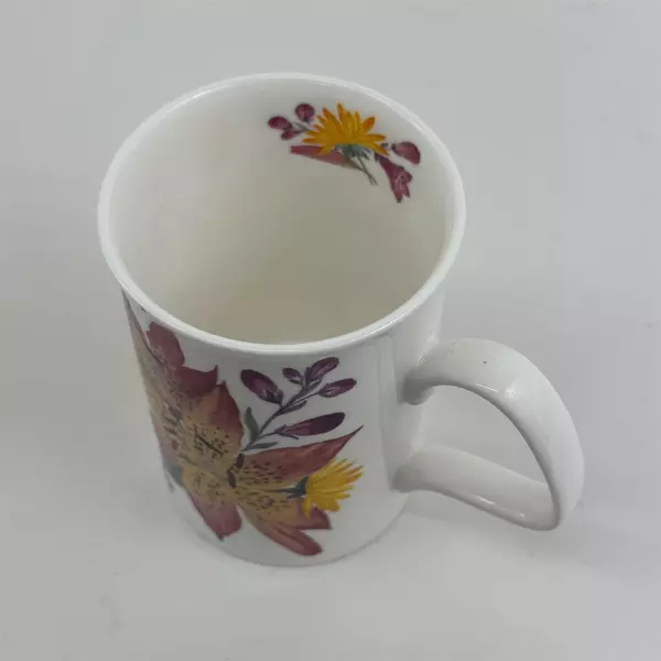 The Lascelles Collection 2008 Yellow & Purple Floral Pattern Ceramic Mug 4.25"