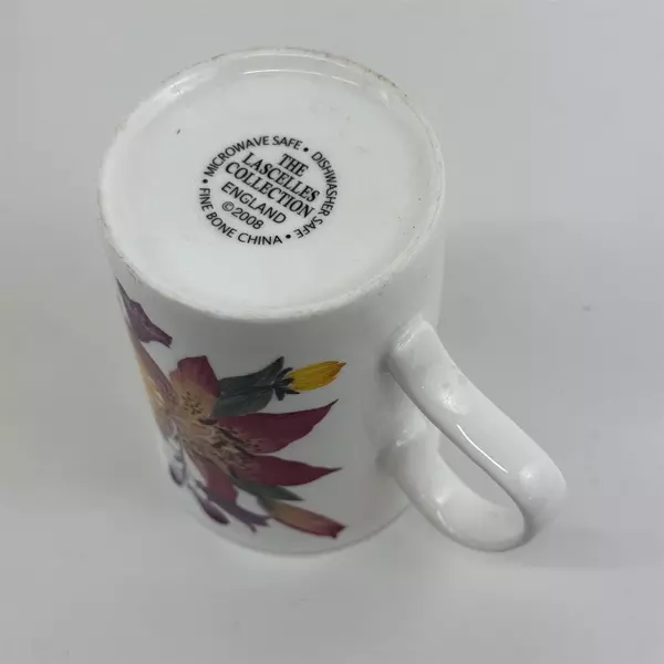 The Lascelles Collection 2008 Yellow & Purple Floral Pattern Ceramic Mug 4.25"