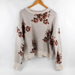 Knox Rose Floral Design Light Pink Knit Sweater Women's Size Large