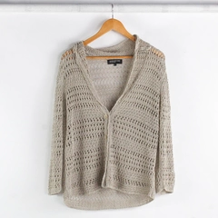 Jones New York Beige Open-Knit Button-Front Cardigan Women's XL
