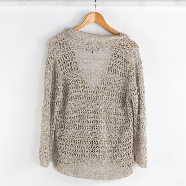 Jones New York Beige Open-Knit Button-Front Cardigan Women's XL