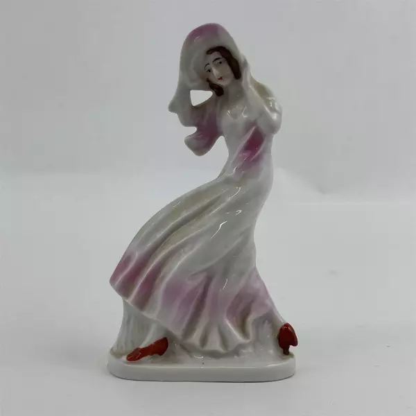 Vintage Ceramic Lady In The Wind Figurine From Japan