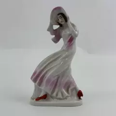 Vintage Ceramic Lady In The Wind Figurine From Japan