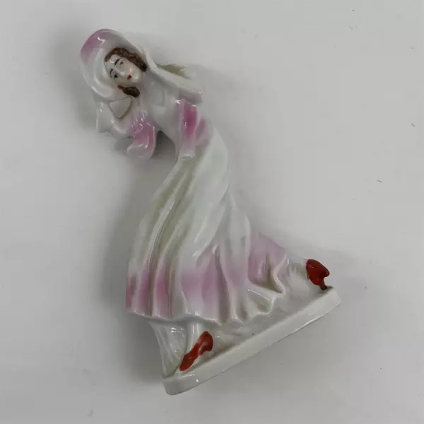 Vintage Ceramic Lady In The Wind Figurine From Japan