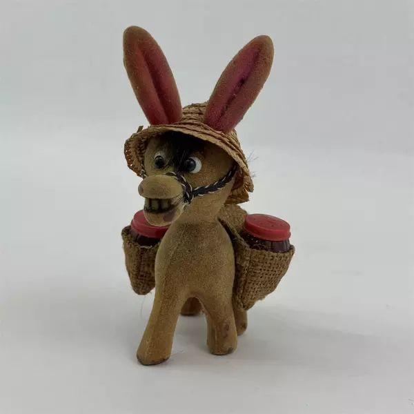 Vintage Flocked Donkey Salt & Pepper Shakers Pair Hong Kong