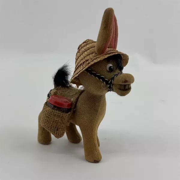 Vintage Flocked Donkey Salt & Pepper Shakers Pair Hong Kong