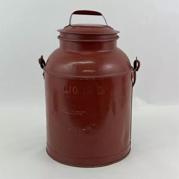 VTG Hand Painted 12 Quart Dairy Farm Metal Milk Can Brown Daisy Pattern Signed