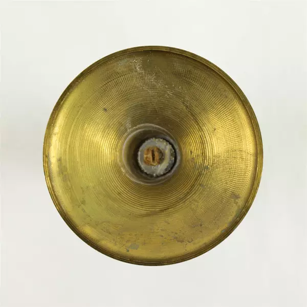 Vintage Jehvani Brass & Delft Blue White Porcelain Taper Candle Holder 