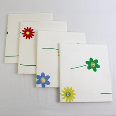 Lot of 4 White Felt Pieces with Colorful Floral Design 23"x20"