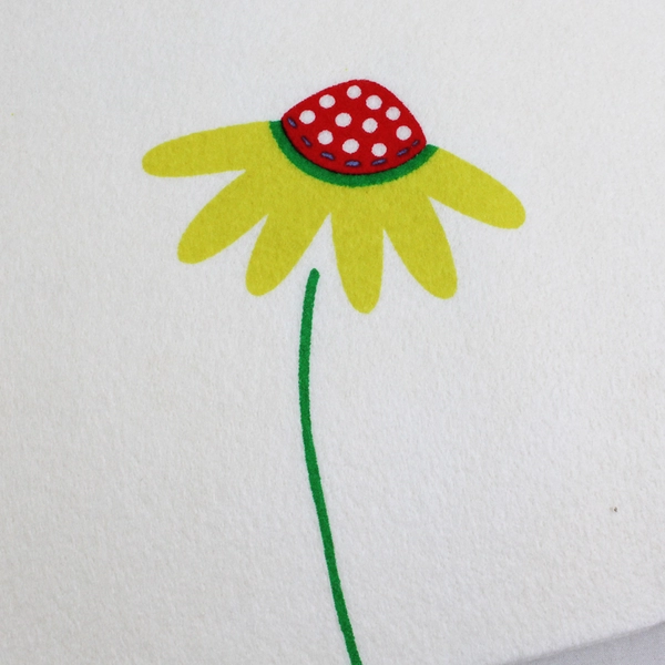 Lot of 4 White Felt Pieces with Colorful Floral Design 23"x20"