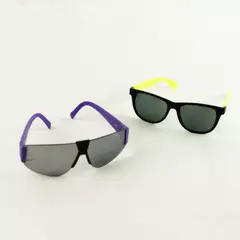 Lot of 2 Sunglasses Eye Gear Purple Arms & Generic Yellow Arms